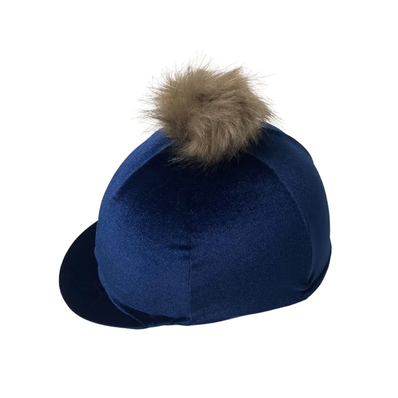 Velour Hat Cover Pom Pom Navy/Racoon